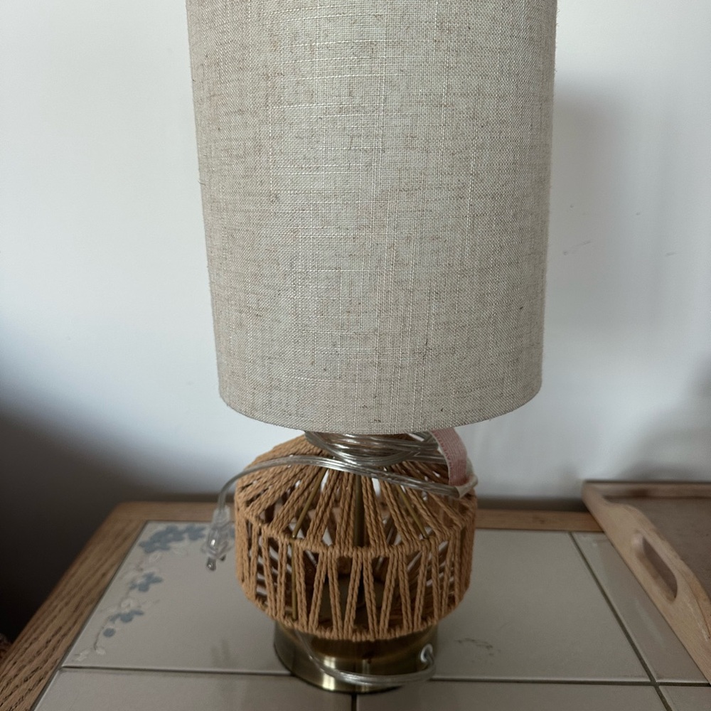 Beige Woven Table Lamp